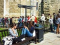 Many tourists visiting ancient White Tower of London